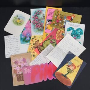 Vintage greeting Cards LOT ephemera Used 1970's GREAT Graphics Scrapbooking